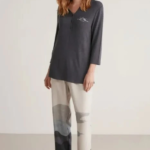 Nautıca W604 Kadın Patlı V Yaka Uzun Kollu Pijama Takımı