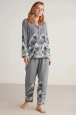 Nautıca W617 Kadın Uzun Kollu Önden Düğmeli Pijama Takımı