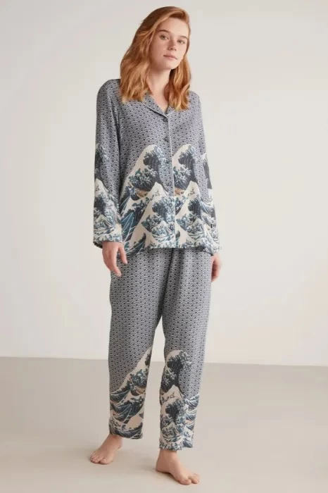 nautica-w617-kadin-uzun-kollu-onden-dugmeli-pijama-takimi-82076068-sw466sh700 Nautıca W617 Kadın Uzun Kollu Önden Düğmeli Pijama Takımı - Görsel 1