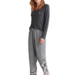 Nautıca W618 Kadın Patlı V Yaka Uzun Kollu Pijama Takımı
