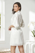Pierre Cardin 4045 Kadife Saten Dantelli Gecelik ve Sabahlık Takımı - Görsel 3