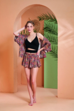 PJS 27003 Viskon Kimono Croplu Şort Takım - Görsel 3