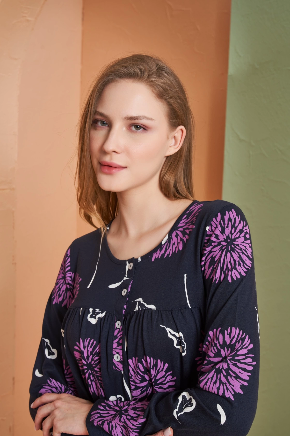 pjs-27166-kadin-uzun-kol-gecelik-64802766-sw1200sh1800 PJS 27166 Kadın Uzun Kol Gecelik - Görsel 1