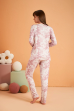 PJS 28017 Kadın Uzun Kol Önü Düğmeli Pijama Takım - Görsel 3