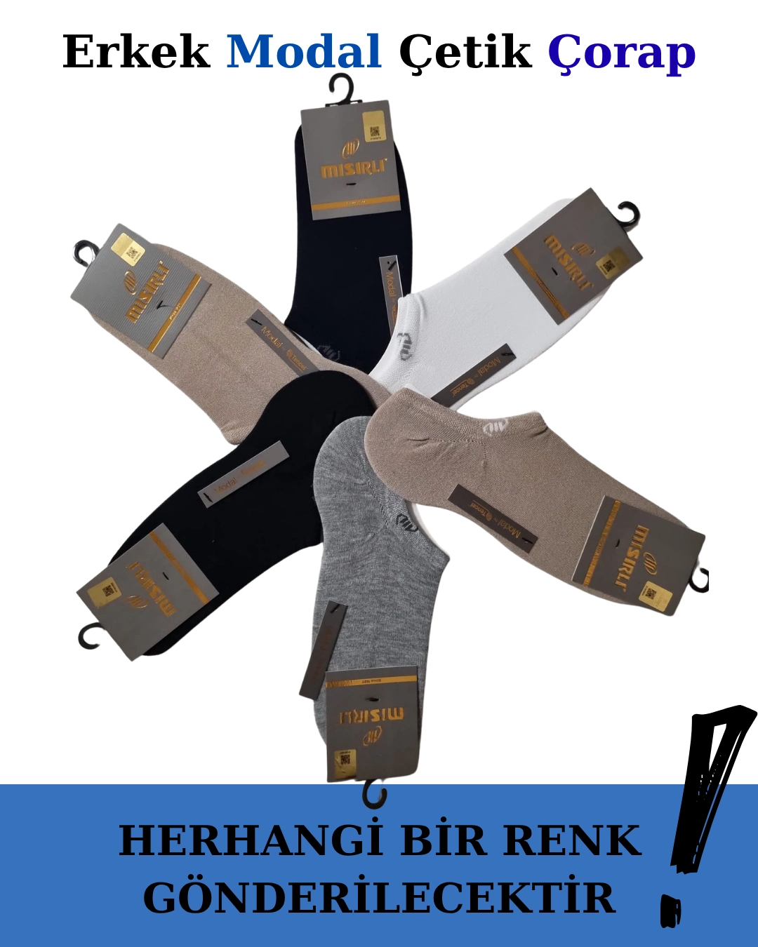 69f3338b3d0e6-56111039-sw1080sh1350 Mısırlı 61357 Erkek Modal Çetik Çorap - Görsel 1