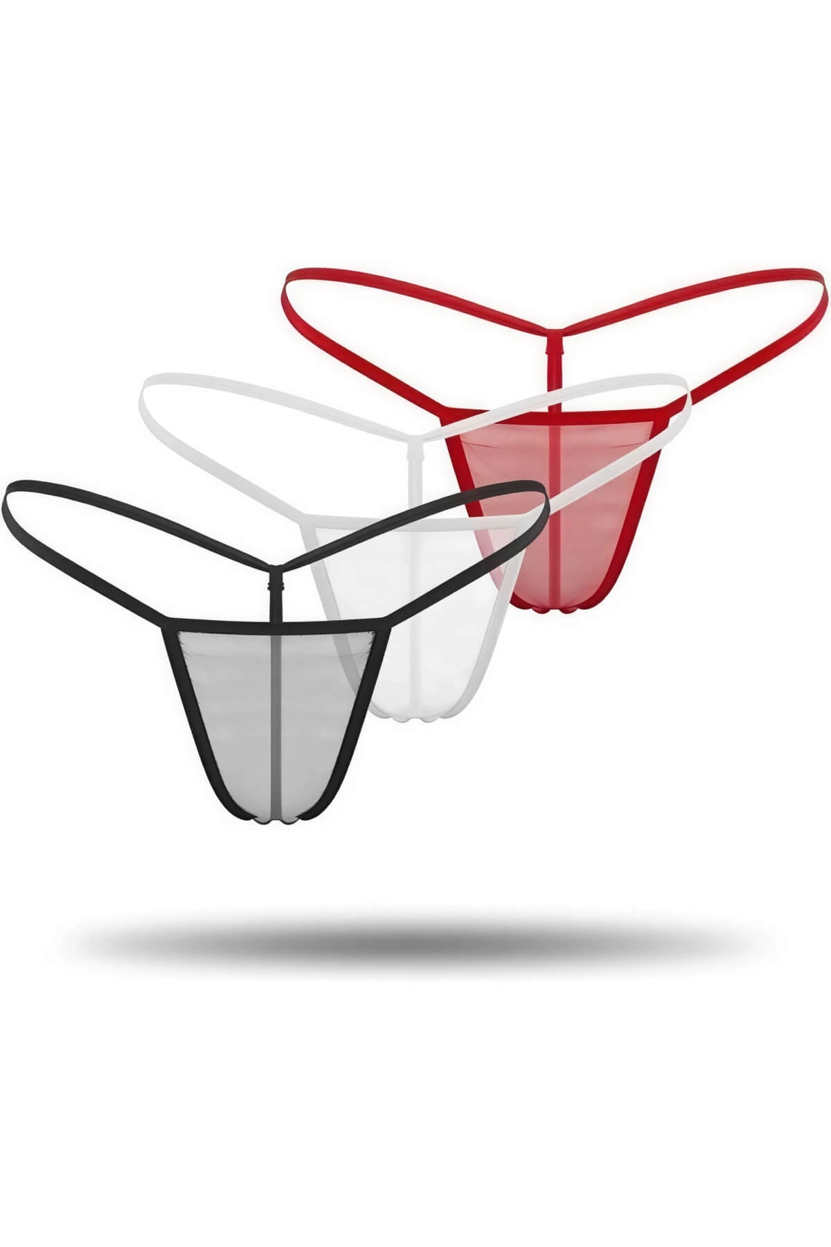 6a0c5ec6689b2-96049380-sw1200sh1800 3'lü Renkli Transparan Tül String Tanga TM0369 - Görsel 1