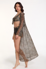 Argento 2106-3026 Kadın Önü Açık Uzun Kaftan - Görsel 2