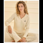 Mihra 90759 Kadın V Yaka Uzun Kol Pijama Takımı