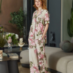 Aqua 26546 Kadın Desenli Düğmeli Kısa Kol Pijama Takım