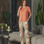 Aqua 26593 Kadın Desenli Kısa Kol Pijama Takımı