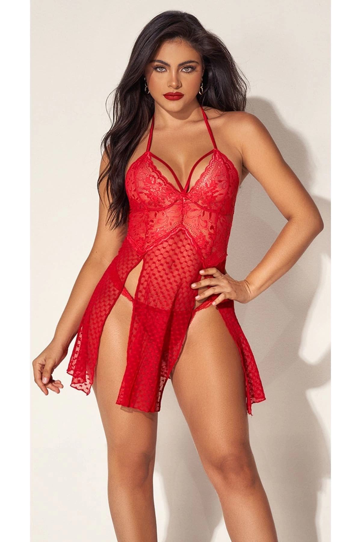 for-dreams-8604-kirmizi-dantelli-boyundan-askili-gecelik-takim-94136953-sw1200sh1800 For Dreams 8604 Kırmızı Dantelli Boyundan Askılı Gecelik Takım - Görsel 1