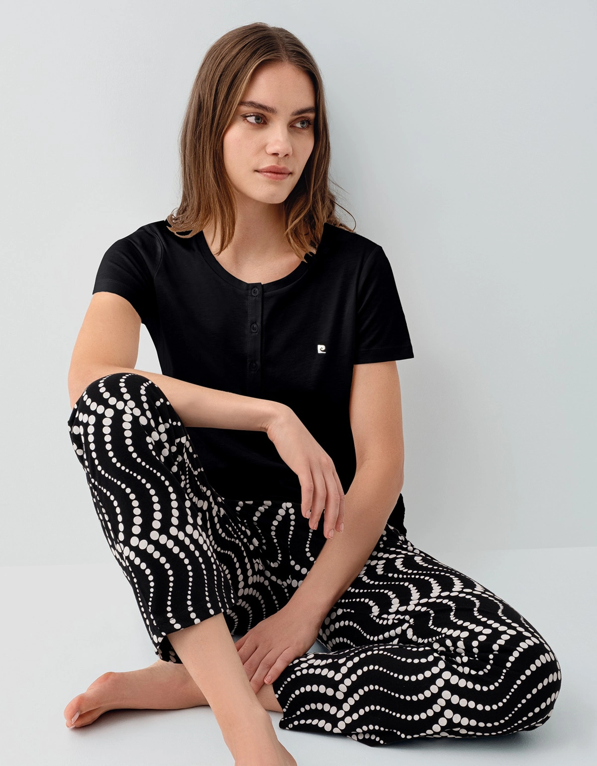 69ac04c624faf-32812576-sw1200sh1538 Pierre Cardin PC9165-X Kadın Kısa Kol Büyük Beden Pijama Takımı - Görsel 1