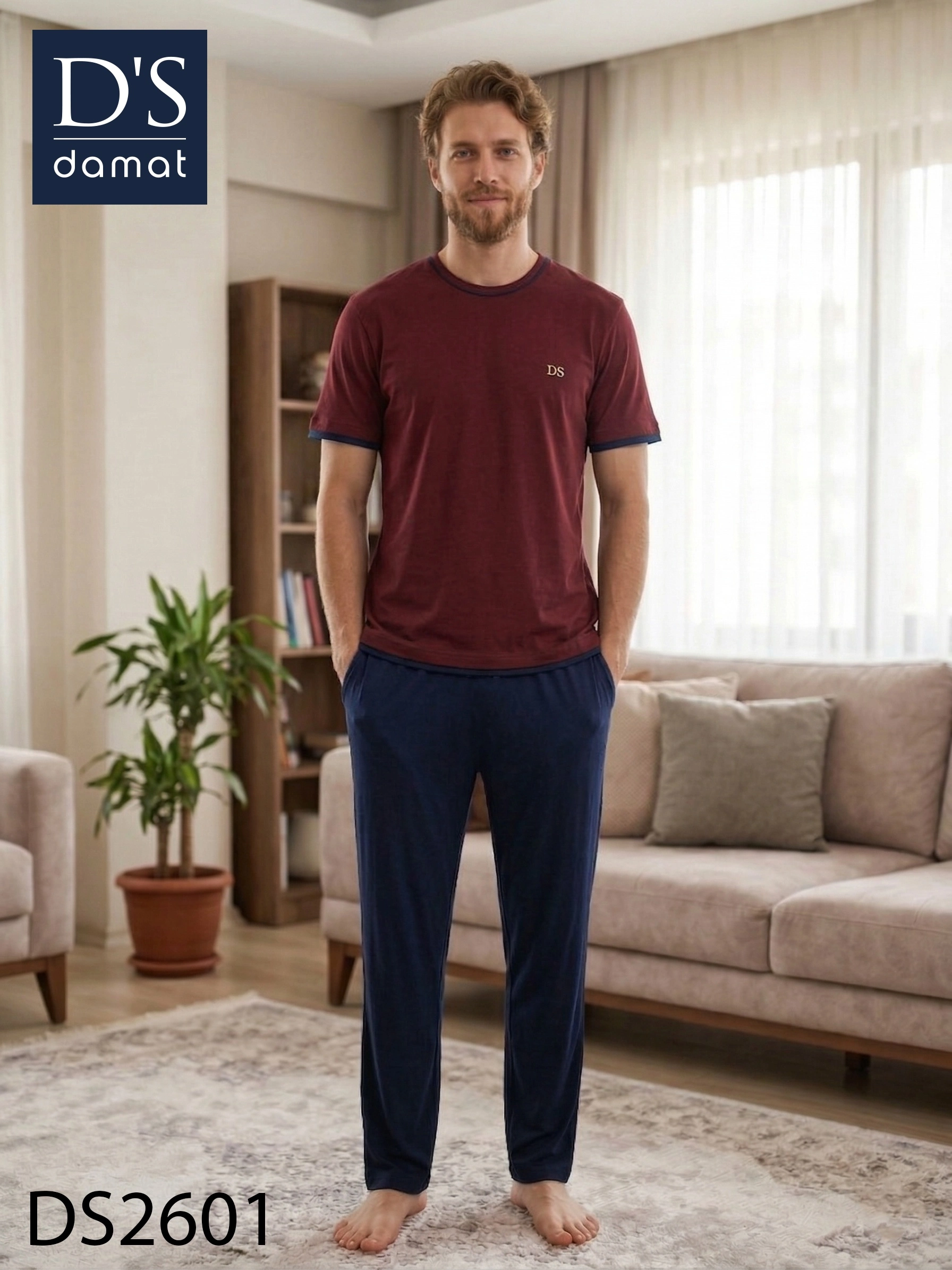 ds-damat-2601-erkek-spring-kisa-kol-pijama-takimi-6194127-sw1792sh2390 D's Damat 2601 Erkek Spring Kısa Kol Pijama Takımı - Görsel 1