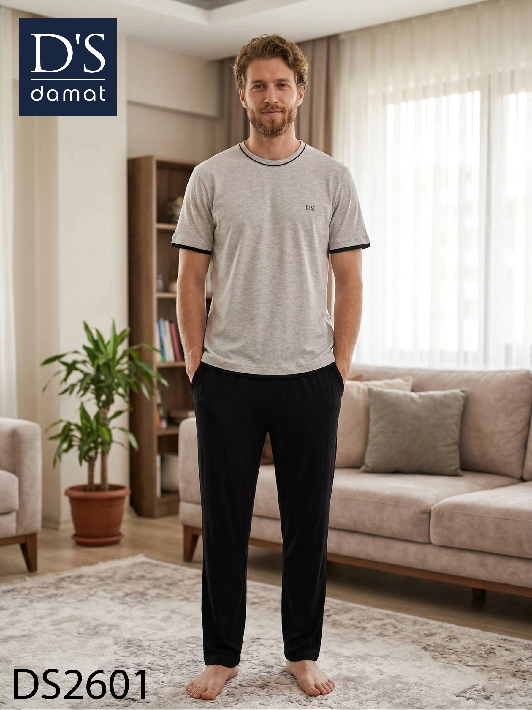 ds-damat-2601-erkek-spring-kisa-kol-pijama-takimi-75005379-sw1792sh2390 D's Damat 2601 Erkek Spring Kısa Kol Pijama Takımı - Görsel 1