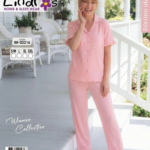 Lindros BR-02216 Kadın Kısa Kollu Bürümcük Düğmeli Pijama Takım