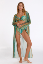 Argento 2106-3018 Kadın Önü Açık Uzun Kaftan - Görsel 2