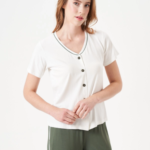 PJS 29022 Kadın Düğmeli Pijama Takım