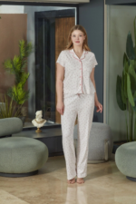 Aqua 26520 Kadın Düğmeli Kısa Kol Pijama Takımı - Görsel 4