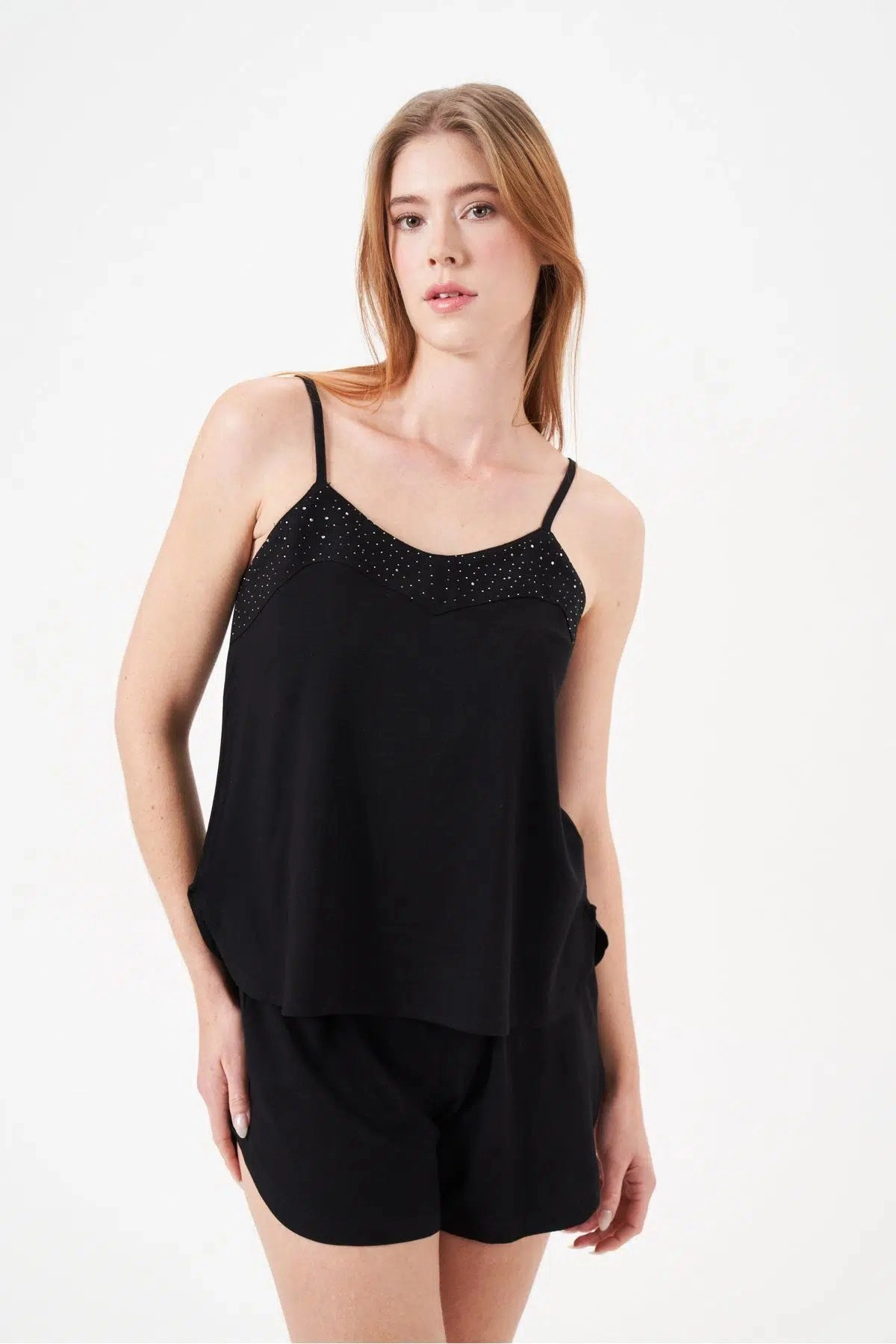 pjs-29007-kadin-ip-askili-sort-takim-12725660-sw1200sh1800 Pjs 29007 Kadın İp Askılı Şort Takım - Görsel 1