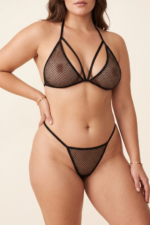 Siyah Boyundan Bağlamalı File Bralet ve T-String Fantazi Takım TM1482 - Görsel 2