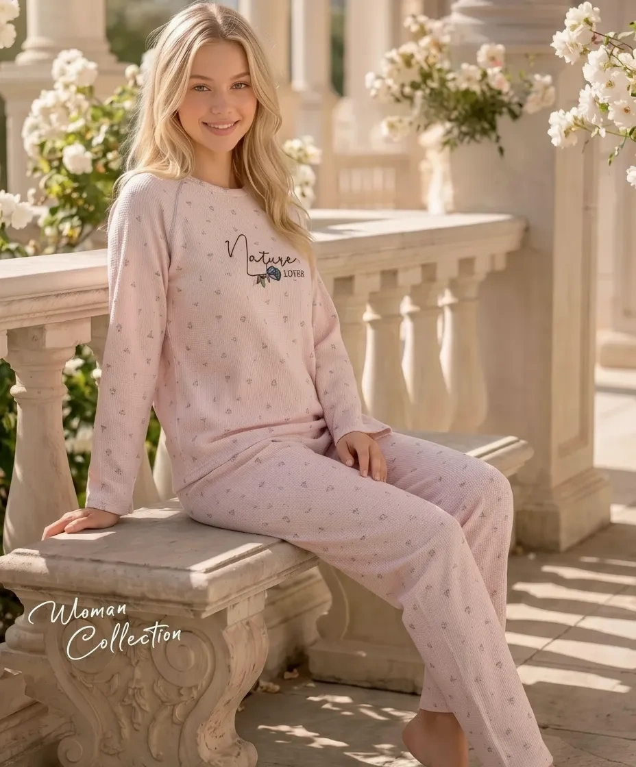 boyraz-vf-02784-kadin-waffle-kumas-pijama-takimi Boyraz VF-02784 Kadın Waffle Kumaş Pijama Takımı - Görsel 1