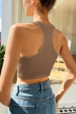 Kadın Kahverengi Racer Sırt Crop Top Bluz - Görsel 2