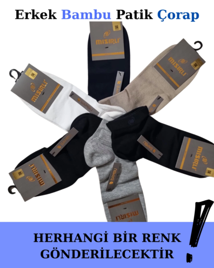 Farklı renklerdeki Mısırlı erkek patik çoraplar etiketleriyle dairesel dizilimde
