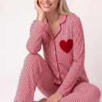 Pjs 30144 Kadın Çizgili Uzun Kol Pijama Takımı