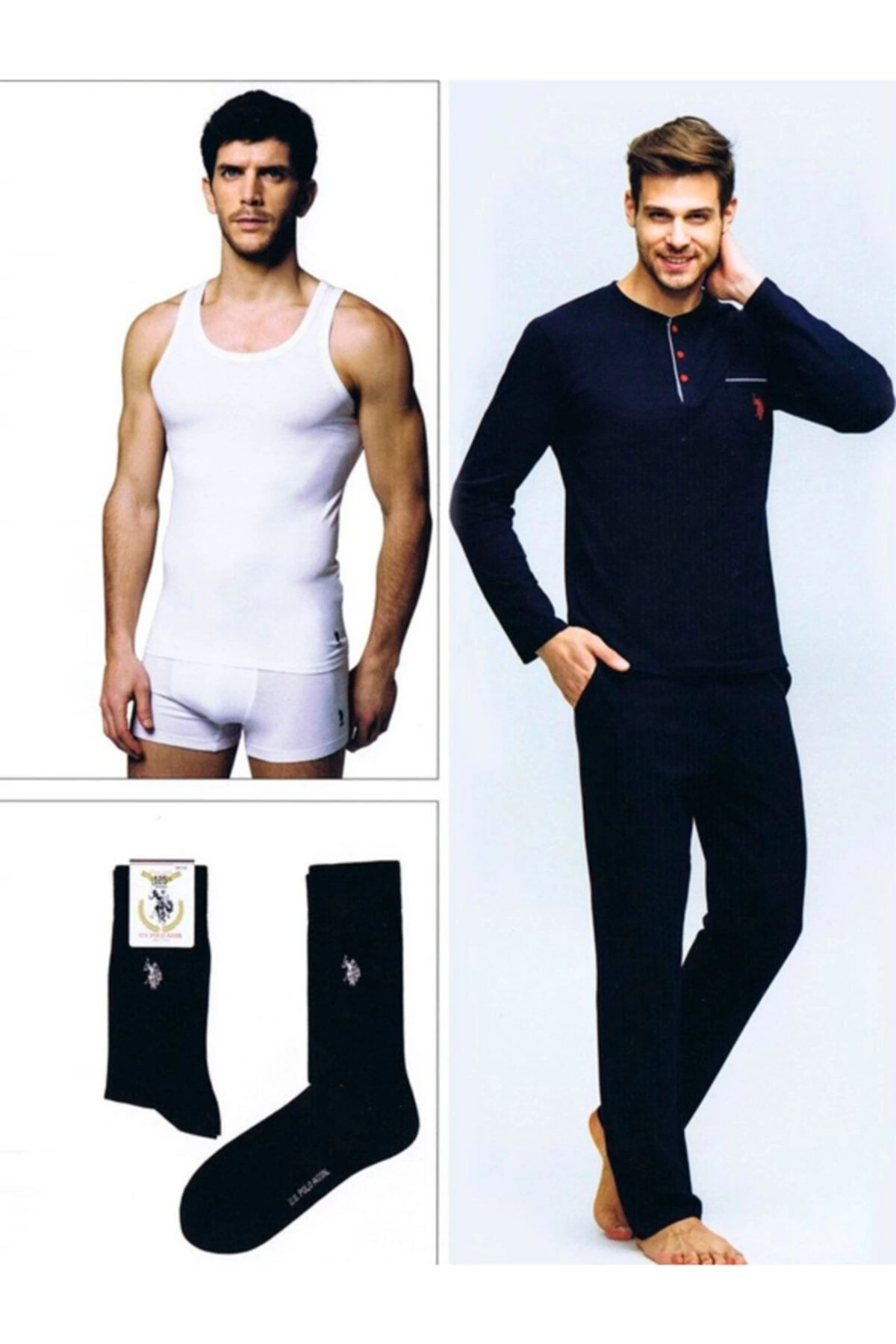 us-polo-17394-erkek-uzun-kol-pijama-ceyiz-takimi US Polo 17394 Erkek Uzun Kol Pijama Çeyiz Takımı - Görsel 1